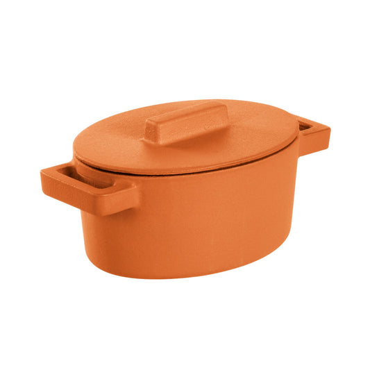 Kitchen Terracotto Oval Casserole with Lid 5 x 4 in. Curry