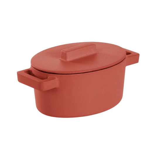 Kitchen Terracotto Oval Casserole with Lid 5 x 4 in. Paprika