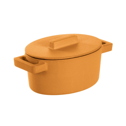Kitchen Terracotto Oval Casserole with Lid 5 x 4 in. Vanilla