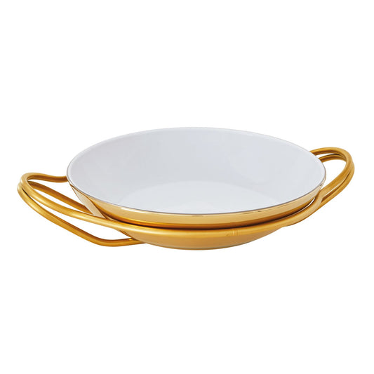 Table New Living Round Rice Dish Set ø 14 1/8 PVD Gold Mirror