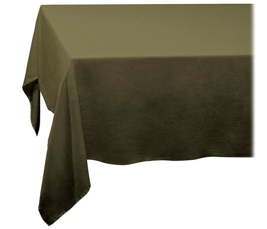 Linen Sateen Tablecloth, Olive (Large)