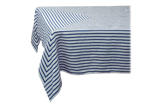 Linen Sateen Concorde Tablecloth, Blue and Light Blue (Medium)