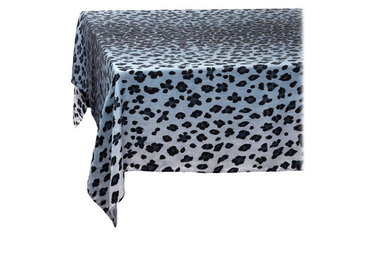 Linen Sateen Leopard Tablecloth, Blue (Medium)