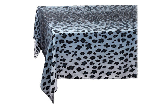 Linen Sateen Leopard Tablecloth, Blue (Large)