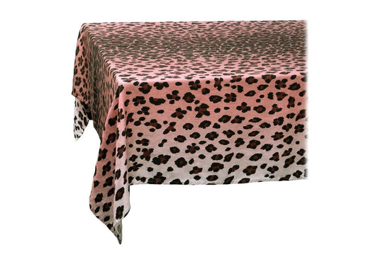 Linen Sateen Leopard Tablecloth, Pink (Medium)