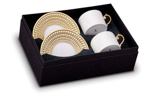 Perlée Tea Cup and Saucer (Set of 2), Gold
