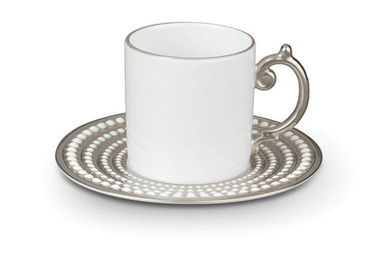 Perlée Espresso Cup and Saucer, Platinum