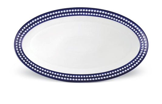 Perlée Oval Platter, Bleu (Large)