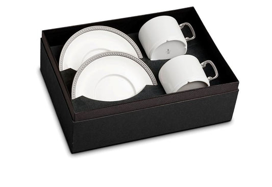 Soie Tressée Tea Cup and Saucer (Set of 2), Platinum