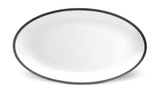 Soie Tressée Oval Platter, Black Accents (Large)