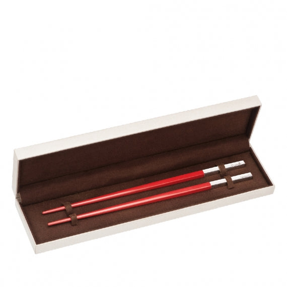 Uni Silver-Plated Red Japanese Chopsticks